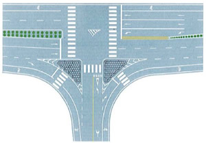 T型交叉口導(dǎo)流線設(shè)置示例