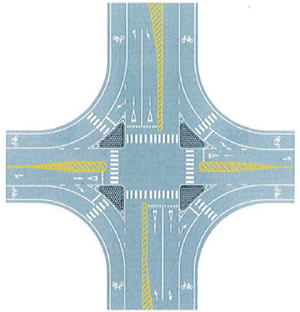 十字交叉口導流線設置示例