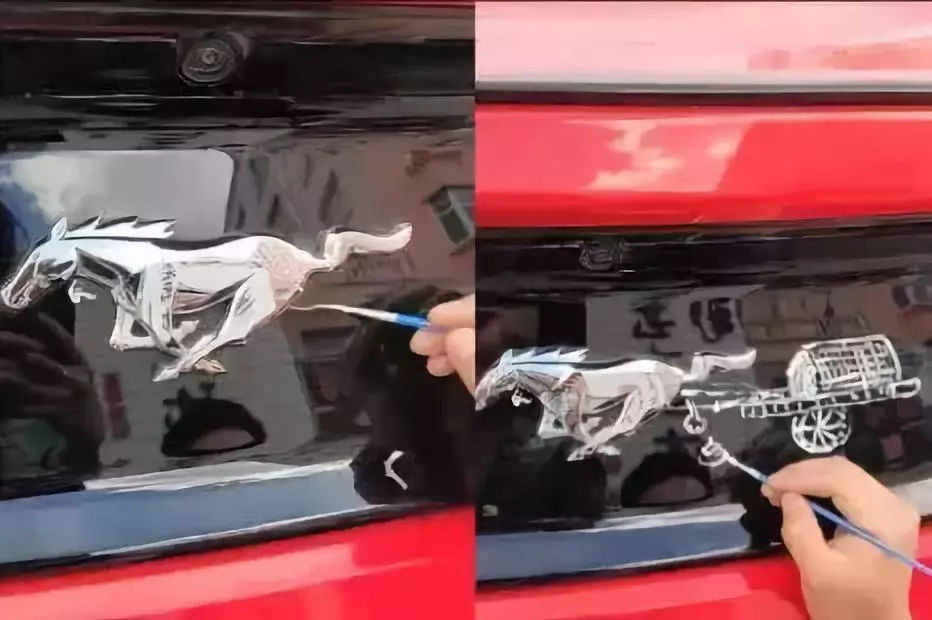 “畫車標”火了！奧迪、野馬、保時捷均中招！謳歌版蘇大強 爆！笑！出！街！